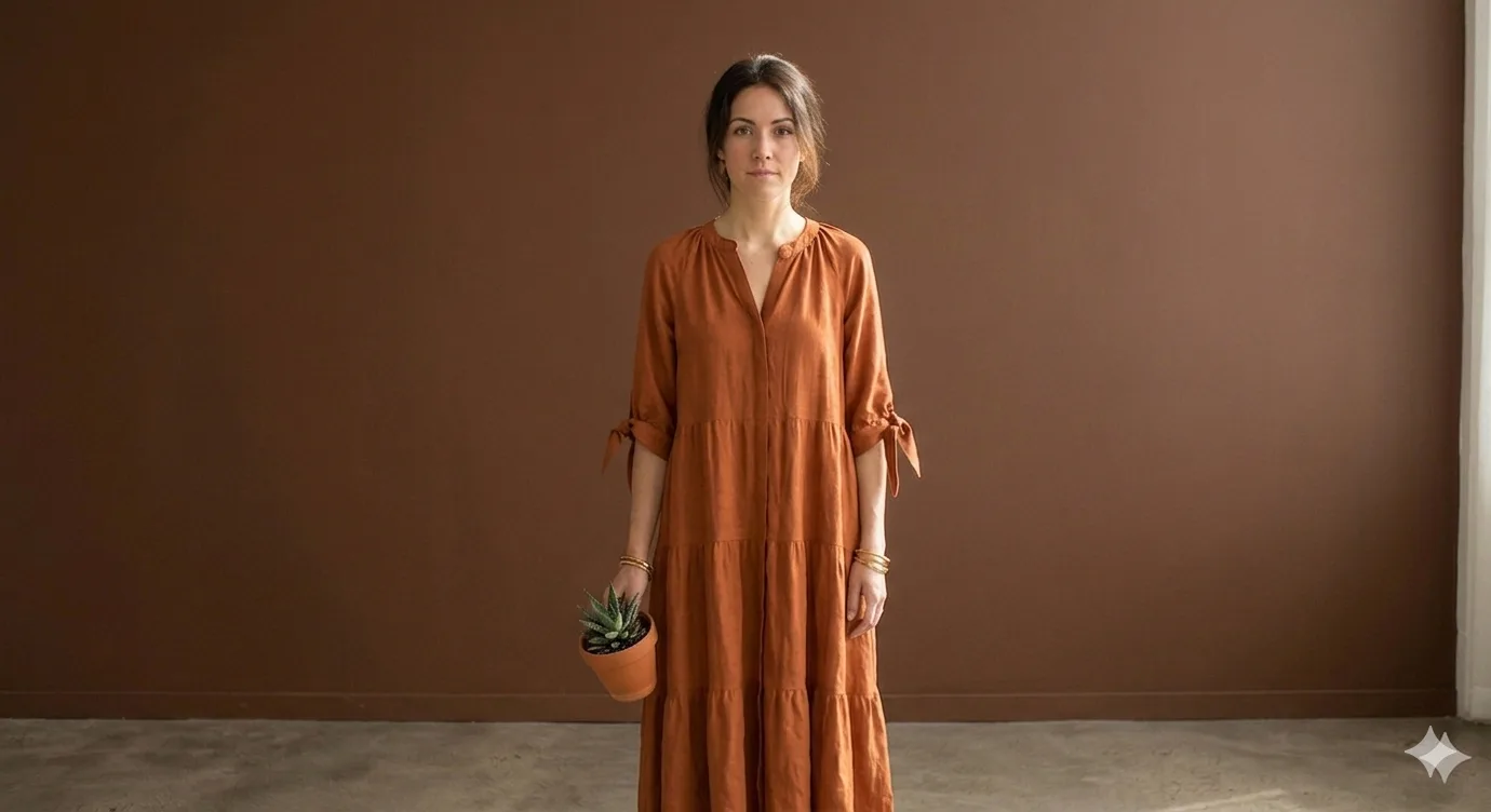 Tiered Linen Maxi try-on